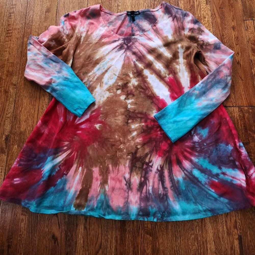 KIMI Women's Tie Dye Swing Hem Tunic SZ XL